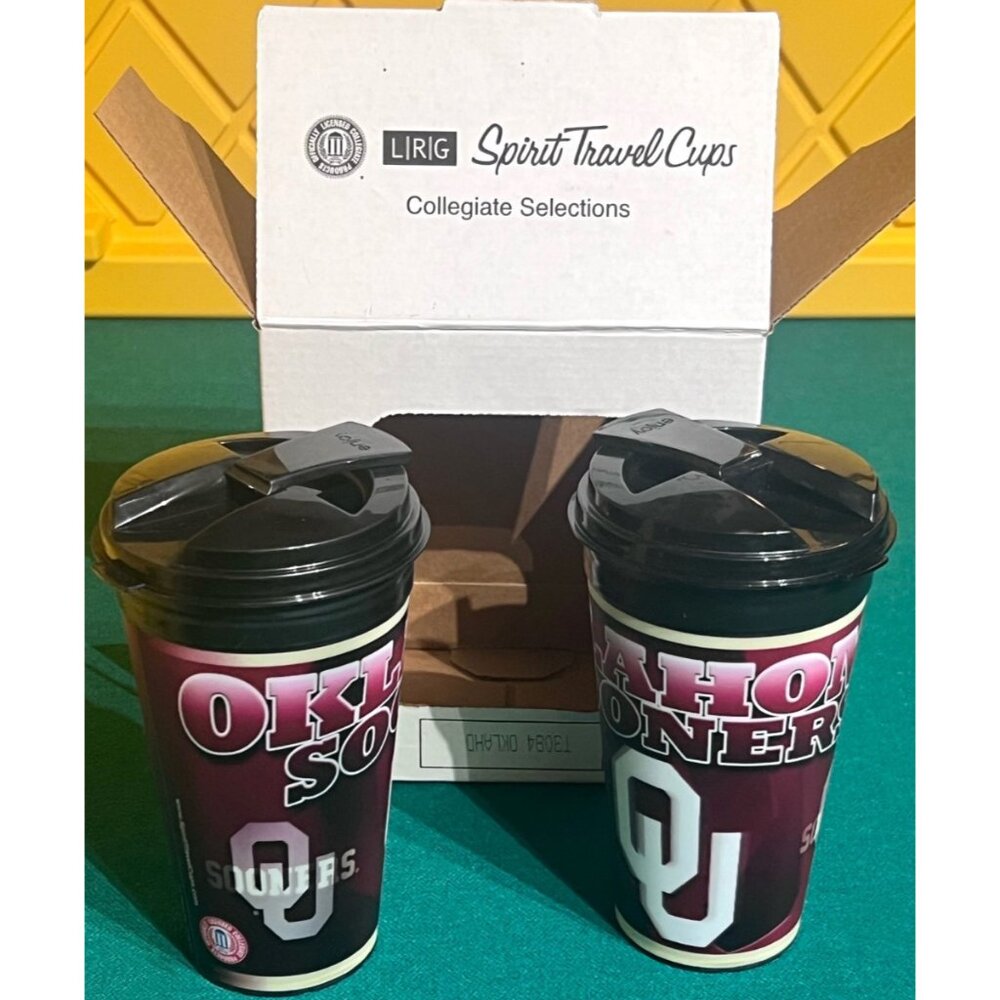 OU Sooners (LOT 2) Official Oklahoma 3-D Holographic Travel Mugs w/ original box